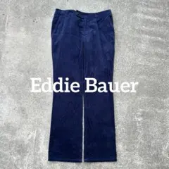 00s Eddie Bauer ベロアパンツ フレア 古着 ネイビー ベルボトムのサムネイル