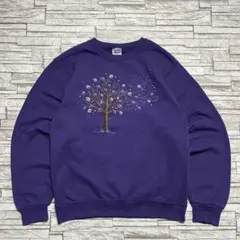 葵*様 90s ジャージーズ スウェット パープル 樹木 アートデザイン 一点も