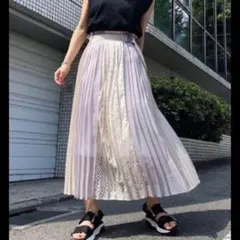 異素材切り替えシアースカート レーススカート