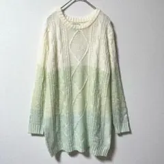 ハニーズ ケーブルニット グラデーション 春カラー ロングニット M