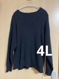 レディース　4L黒のVネック長袖ニット　セーター　しまむら