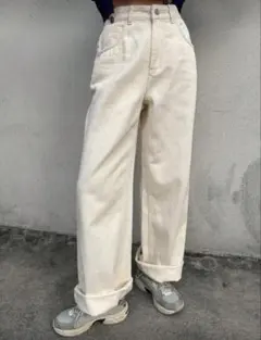 ワイドレッグデニムパンツ