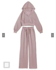 GRL ジップパーカー×キャミ×ワイドパンツ裏起毛セットアップ[pm229]