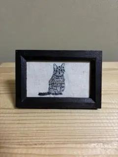 猫さん（グレー）　刺繍フレーム　ハンドメイド