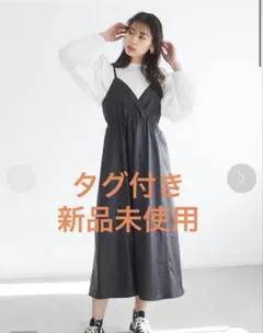 Green parks フェイクレザーキャミワンピース　ブラック