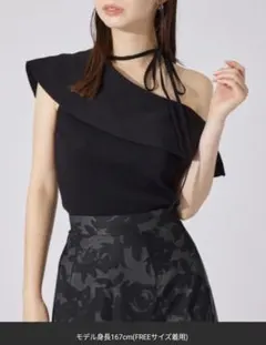 ワンショルダーニットトップス 夏服 サマーニット ノースリーブトップス