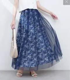 natural couture チュールレイヤードフレアスカート