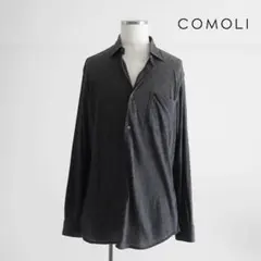 【極美品】COMOLI ウール天竺シャツ　チャコールグレー　3のサムネイル