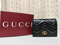 未使用品 グッチ 466492 ダブルG GGマーモント 二つ折りミニウォレット