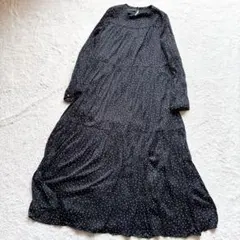 美品　アーバンリサーチ　ドット　ティアードワンピース　マキシ丈　フリー　黒