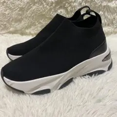 ✨美品✨+diana軽量ニットソックススニーカー ブラック撥水加工スリッポン 黒