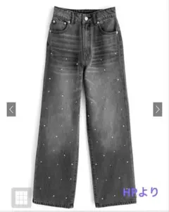 GRL ビジューストレートデニムパンツ[cu466] Lサイズ