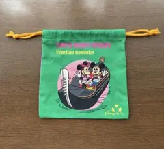 【新品未使用】東京ディズニー公式グッズレトロデザイン ミッキー　巾着 緑✖️紫単品