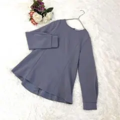 美品✨オペークドットクリップ（38）チュニック風 カットソー ブルーグレー M