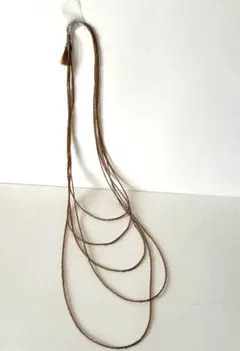 5連　ビーズ ロングネックレス タッセル付き　ロフティバンブー