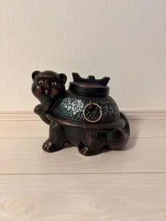 超希少昭和47年製‼️ 分福茶釜 たぬき 狸 茶釜陶器 置物 工芸品 レトロ 縁起 ぶんぶく茶釜 貯金箱 昭和レトロ 縁起物 陶器 たぬき 置物 古民家