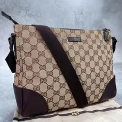 ✨美品✨GUCCI GG ショルダーバッグ ブラウン キャンバス レザー ロゴのサムネイル