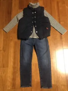 キッズ服 長袖シャツ ダウンベスト デニム
