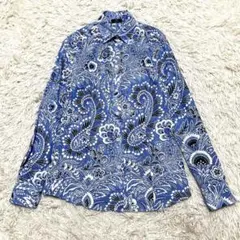 ETRO ペイズリー フラワー シアーシャツ シルク コットン イタリア製 Mのサムネイル