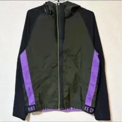 NIKE ナイキ ジップアップパーカー 切替デザイン ブラック パープル ロゴ入
