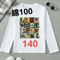 イタリアンブレインロット Tシャツ 長袖 綿 100 白 ホワイト 140