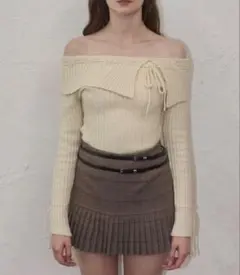 yilon OFF-SHOULDER RIBBON KNIT