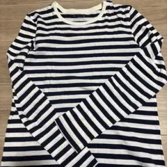 無印良品　ネイビーとホワイトのストライプ長袖Tシャツ M