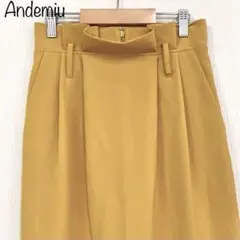 【Andemiu】サイドスリットロングタイトスカート　ウエストリボン　イエローのサムネイル