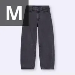 GU バレルレッグジーンズ +OS ダークグレー M 66cm ブラック系