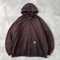 US規格　カーハート　ジップアップ パーカー　フェード 墨黒 褪色　無地　2XL