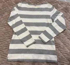 UNIQLO グレーとホワイトストライプ M 長袖カットソー