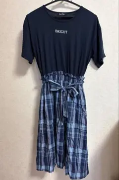 EAST BOY 半袖シャツワンピース ネイビー