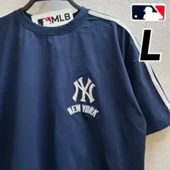 【L】MLB ヤンキース　ビッグシルエット　ダブルライン半袖Tシャツ●レディースのサムネイル