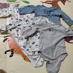 おにぎり柄・柴犬柄ロンパース肌着 長袖 5点セット