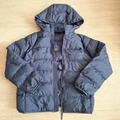 【美品】ユニクロ フード付き中わたジャケット 黒 150