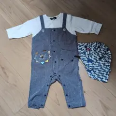 klädkäp ストライプロンパース 70＆帽子44cm