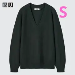 ユニクロ ユー【UNIQLO U】Vネックセーター 長袖 ブラック S
