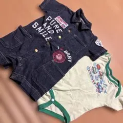ネイビーロンパースとボディスーツセット