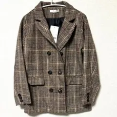 ブラウン チェック柄 テーラードジャケット M fifth しまむら