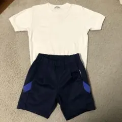 子供用体操服セット 白色Tシャツと紺色ショートパンツ130 140