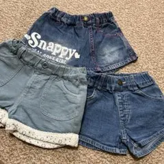 100センチ女児デニムショートパンツ 3点セット