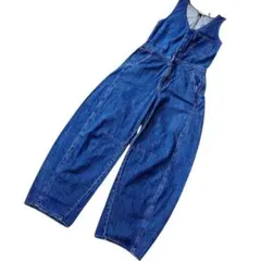 極太 デニム ゆったり オーバーオール ユニバーサルスレッド コットン リヨセル