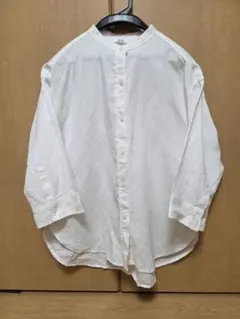 UNIQLO バンドカラーシャツ 七分袖 ホワイト S