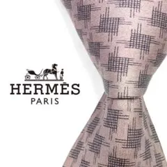◆良品◆HERMES エルメス ネクタイ 紫色 幾何学模様 カジュアル