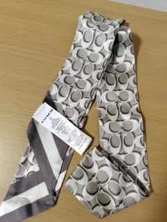 COACH シルク100%スカーフ、グレー系