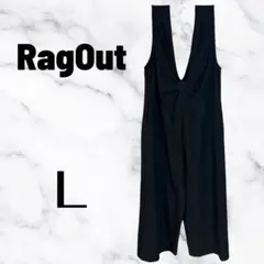 訳あり【RagOut】ストレッチワイドサロペット　さらさら　レーヤード　黒　L