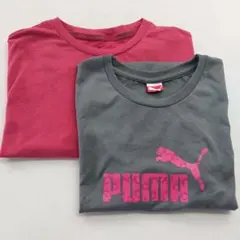 （2点セット）Nike 赤 Tシャツ & Puma グレー Tシャツ セット