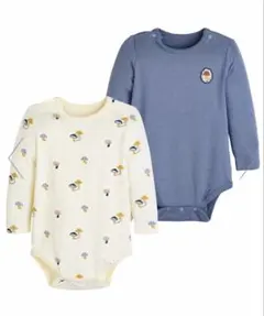 モイモルンロンパース2枚セット（クリーム・青）