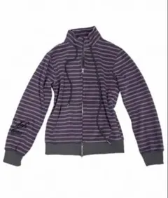 Y2K ボーダー ジップパーカーダブルジップ 韓国ストリート フェアリーグランジ