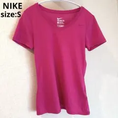 NIKE DRY-FIT Vネック 半袖Tシャツ S ピンク　ナイキ